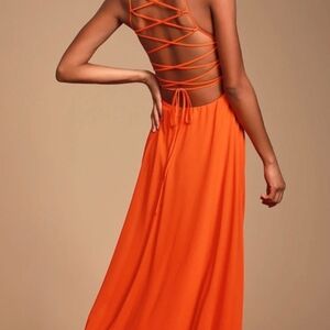 Elegant Orange Backless Dress